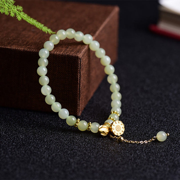 Bracelet porte-bonheur en jade naturel Hetian Buddha Stones