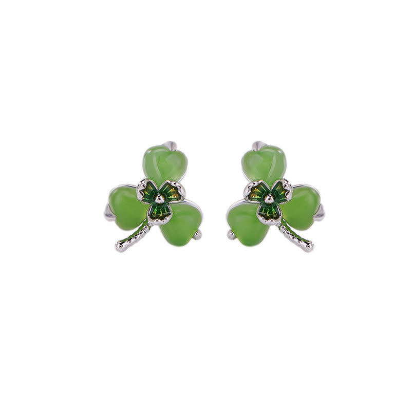 Boucles d'oreilles porte-bonheur en argent sterling 925 avec Buddha Stones et émail en jade Hetian