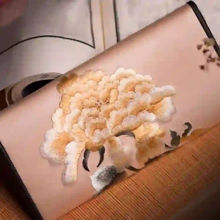 Sac à main long avec broderie Buddha Stones Pivoine Flower Su Journey Shopping