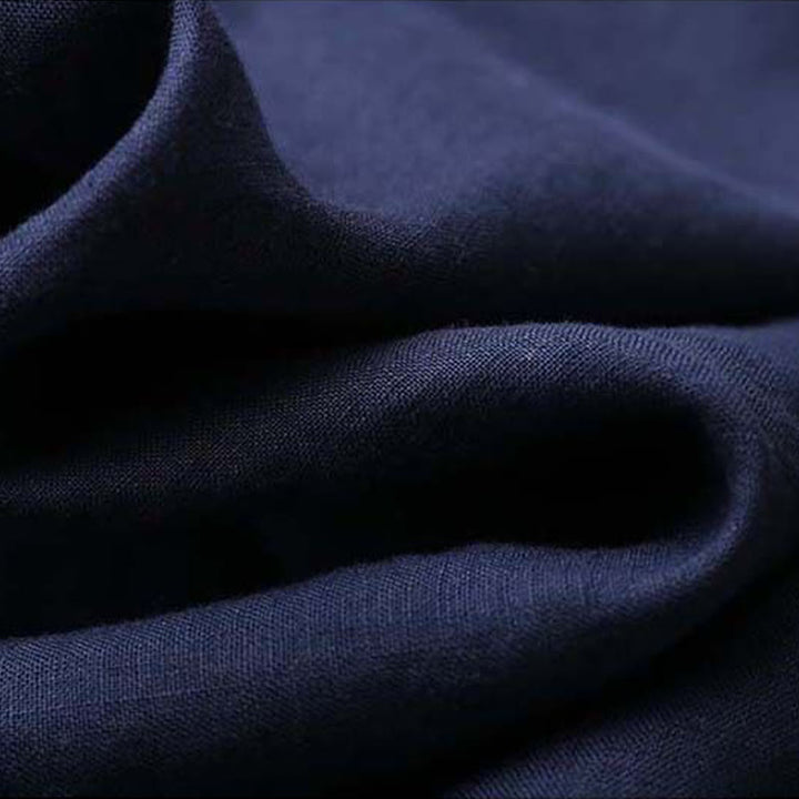 Chemise à manches longues en coton et lin pour femme avec broderie de fleurs rétro et Buddha Stones