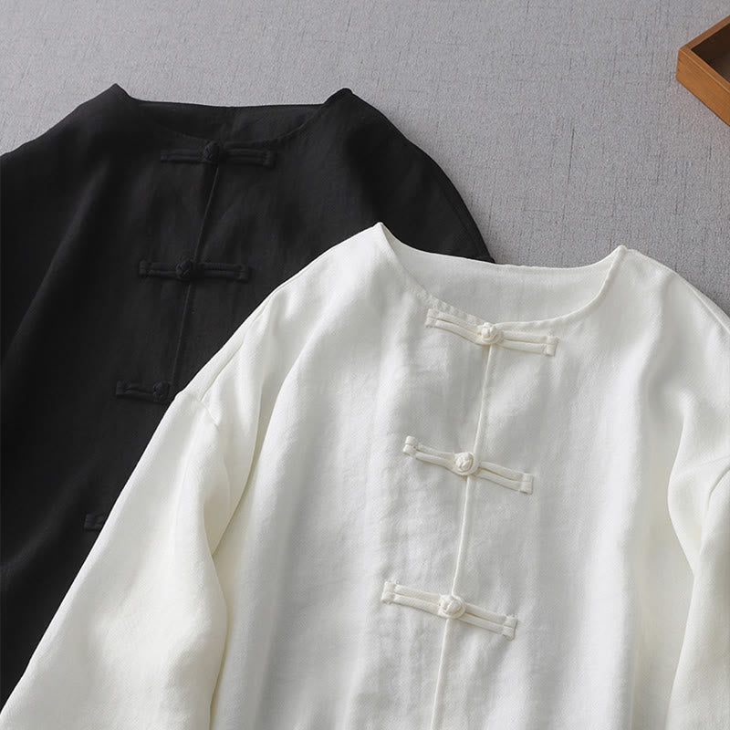 Chemise à manches longues et boutons de couleur unie pour femme avec Buddha Stones - image 10