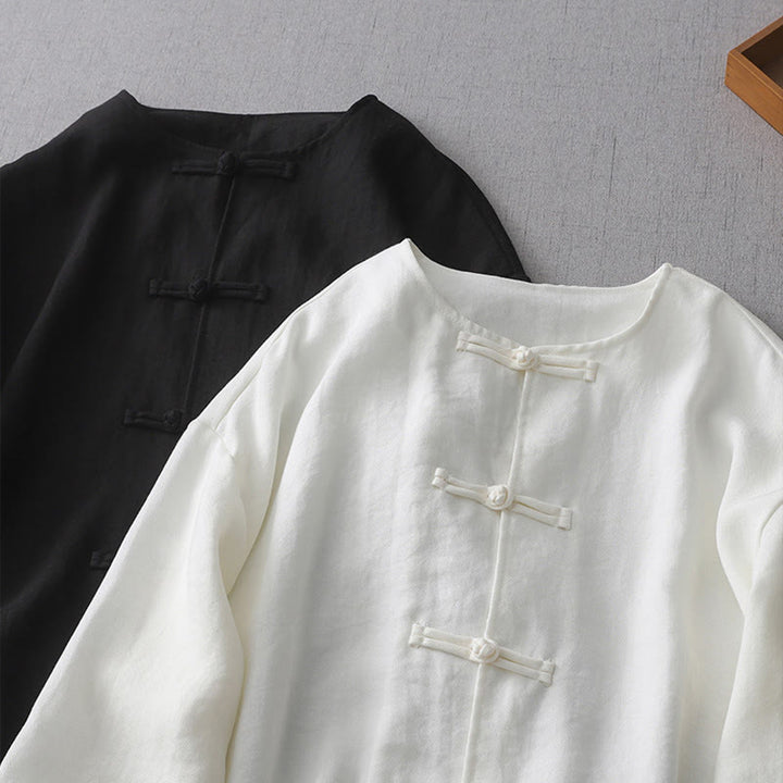 Chemise à manches longues et boutons de couleur unie pour femme avec Buddha Stones - image 10