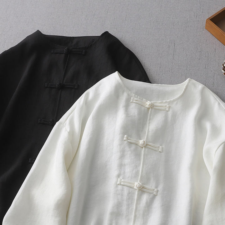 Chemise à manches longues et boutons de couleur unie pour femme avec Buddha Stones - image 11