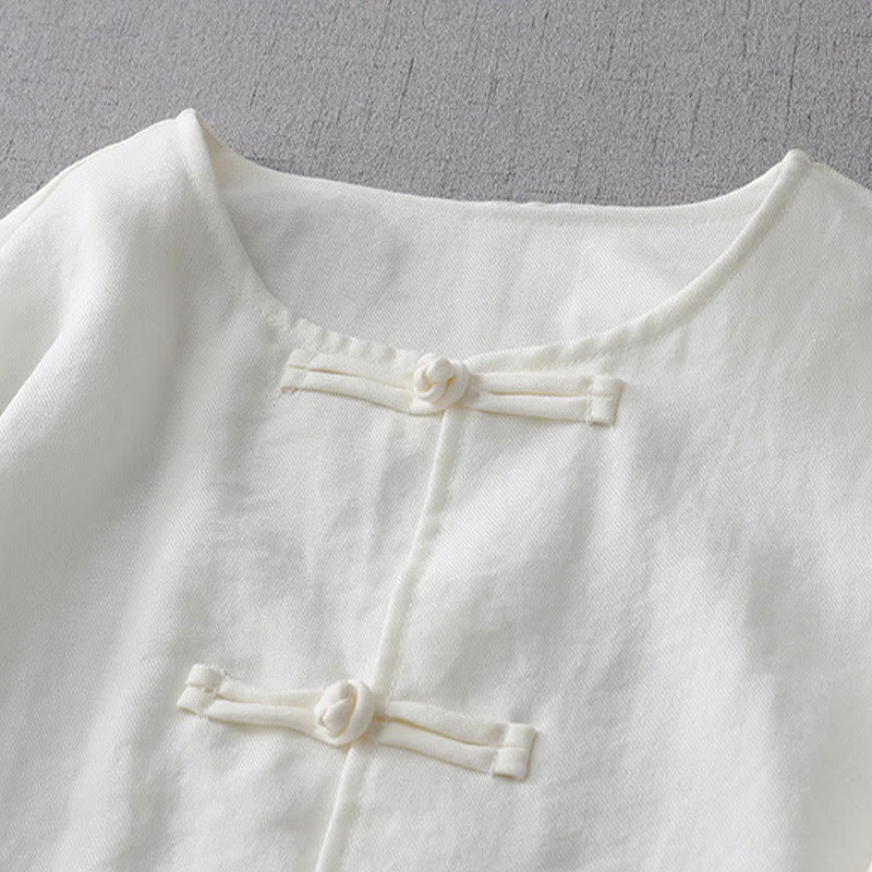 Chemise à manches longues et boutons de couleur unie pour femme avec Buddha Stones - image 3