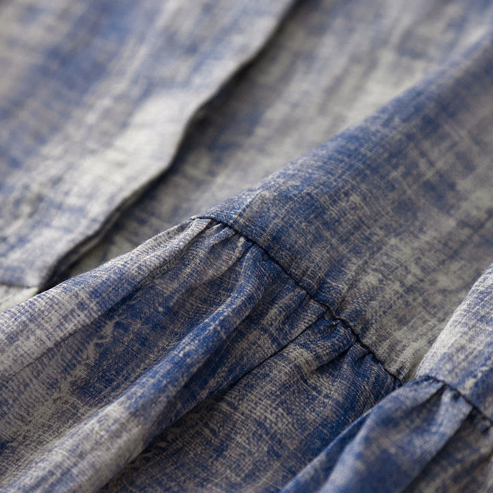 Chemise en coton à manches longues et boutons avec motif Buddha Stones Tie-Dye - image 3