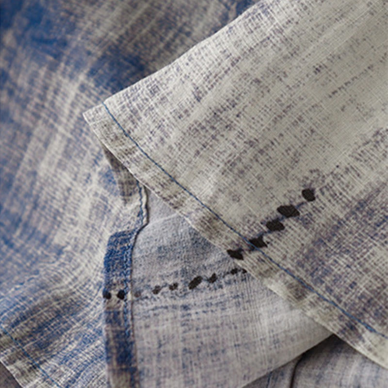 Chemise en coton à manches longues et boutons avec motif Buddha Stones Tie-Dye - image 5