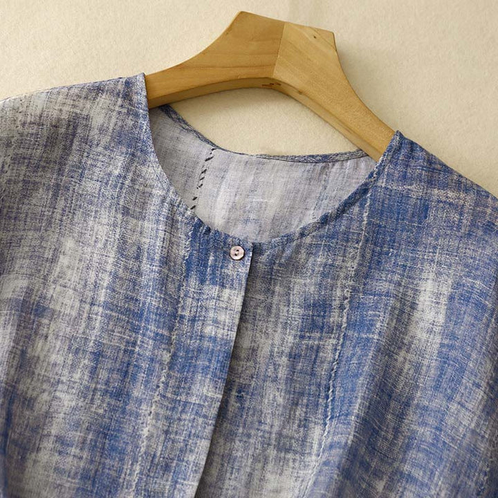 Chemise en coton à manches longues et boutons avec motif Buddha Stones Tie-Dye - image 2