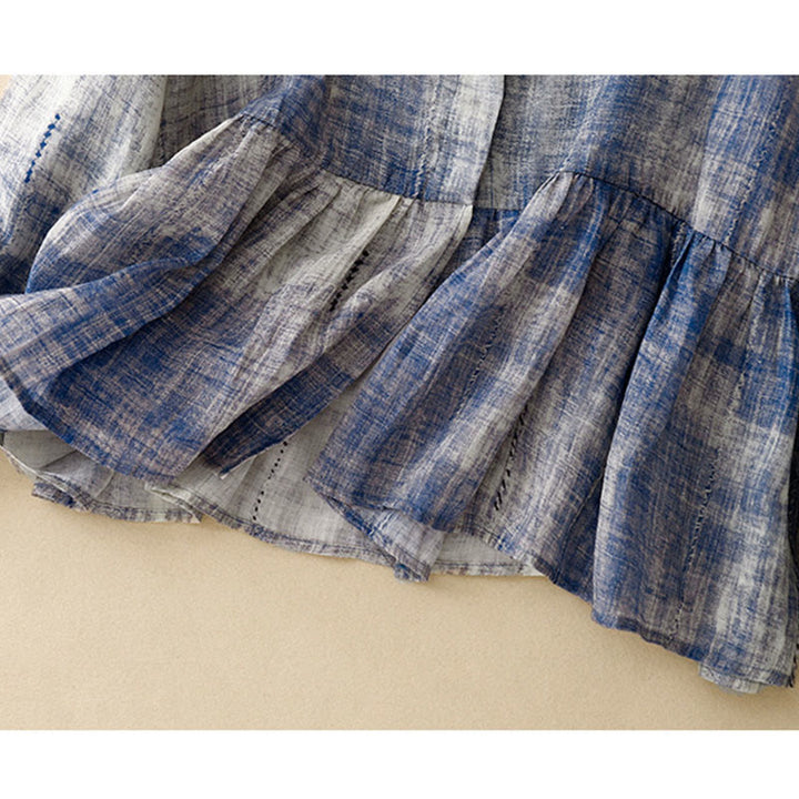 Chemise en coton à manches longues et boutons avec motif Buddha Stones Tie-Dye - image 11