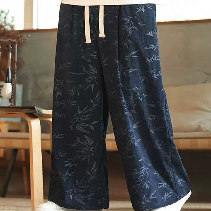 Pantalon large en coton avec cordon de serrage et poches pour homme Motif Buddha Stones