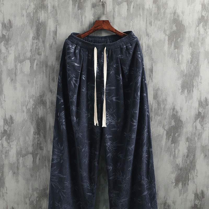Pantalon large en coton avec cordon de serrage et poches pour homme Motif Buddha Stones