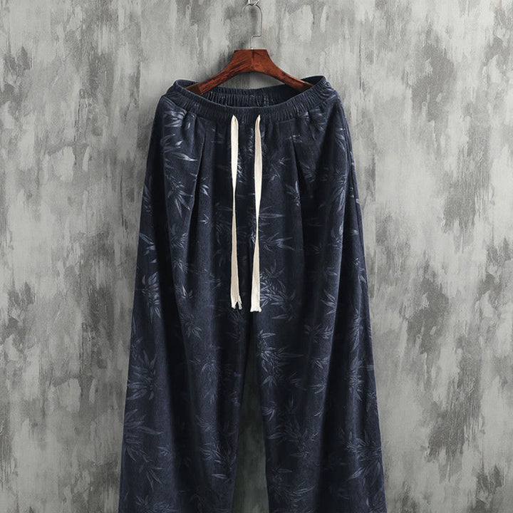Pantalon large en coton avec cordon de serrage et poches pour homme Motif Buddha Stones