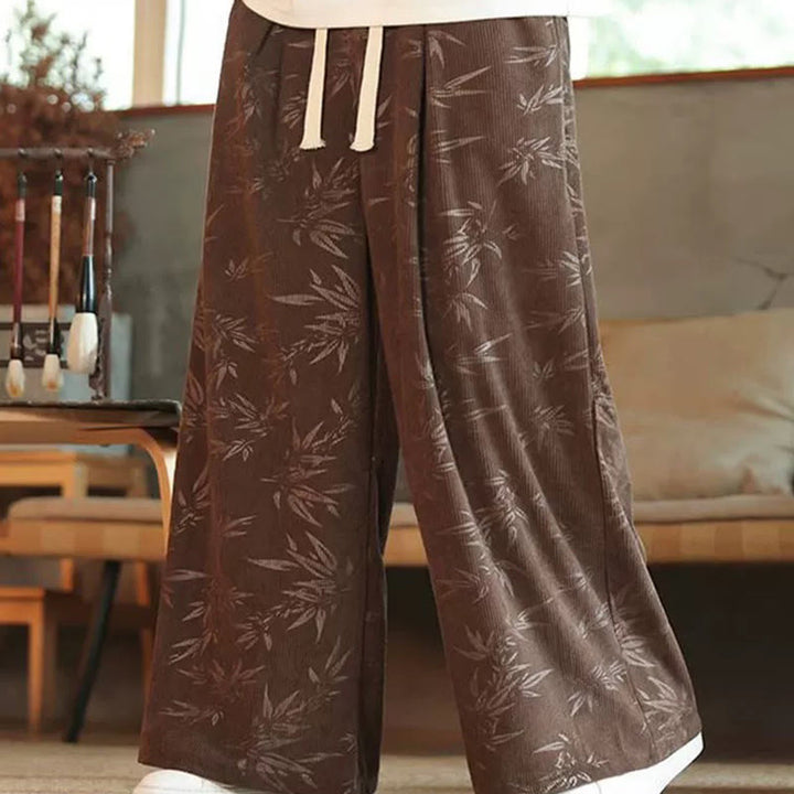 Pantalon large en coton avec cordon de serrage et poches pour homme Motif Buddha Stones