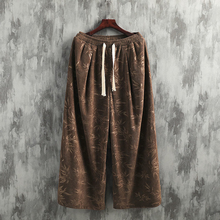 Pantalon large en coton avec cordon de serrage et poches pour homme Motif Buddha Stones