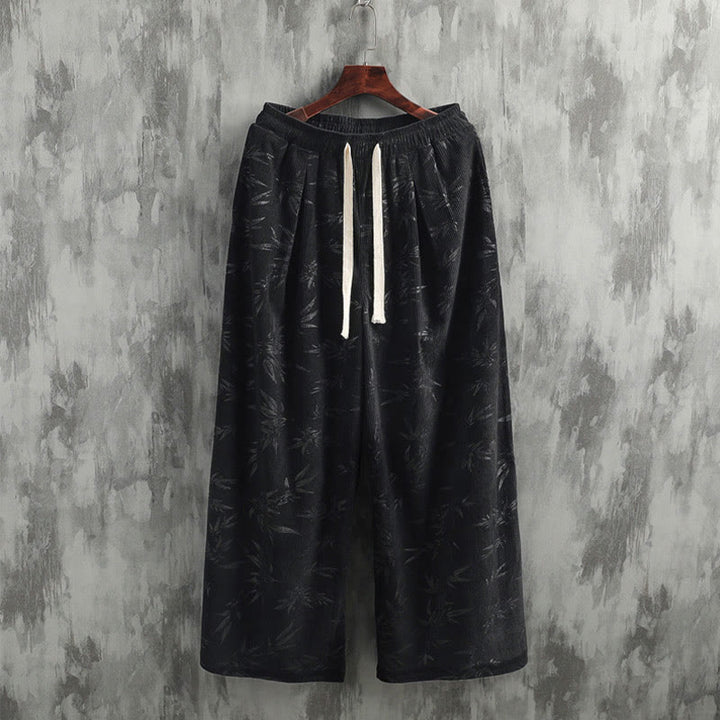 Pantalon large en coton avec cordon de serrage et poches pour homme Motif Buddha Stones