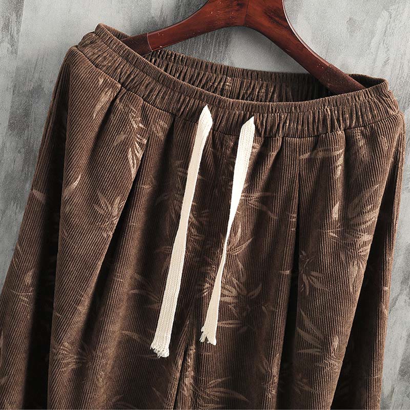 Pantalon large en coton avec cordon de serrage et poches pour homme Motif Buddha Stones
