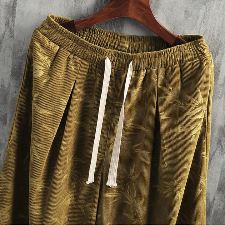 Pantalon large en coton avec cordon de serrage et poches pour homme Motif Buddha Stones