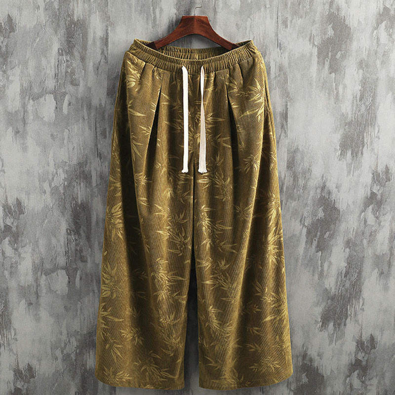 Pantalon large en coton avec cordon de serrage et poches pour homme Motif Buddha Stones