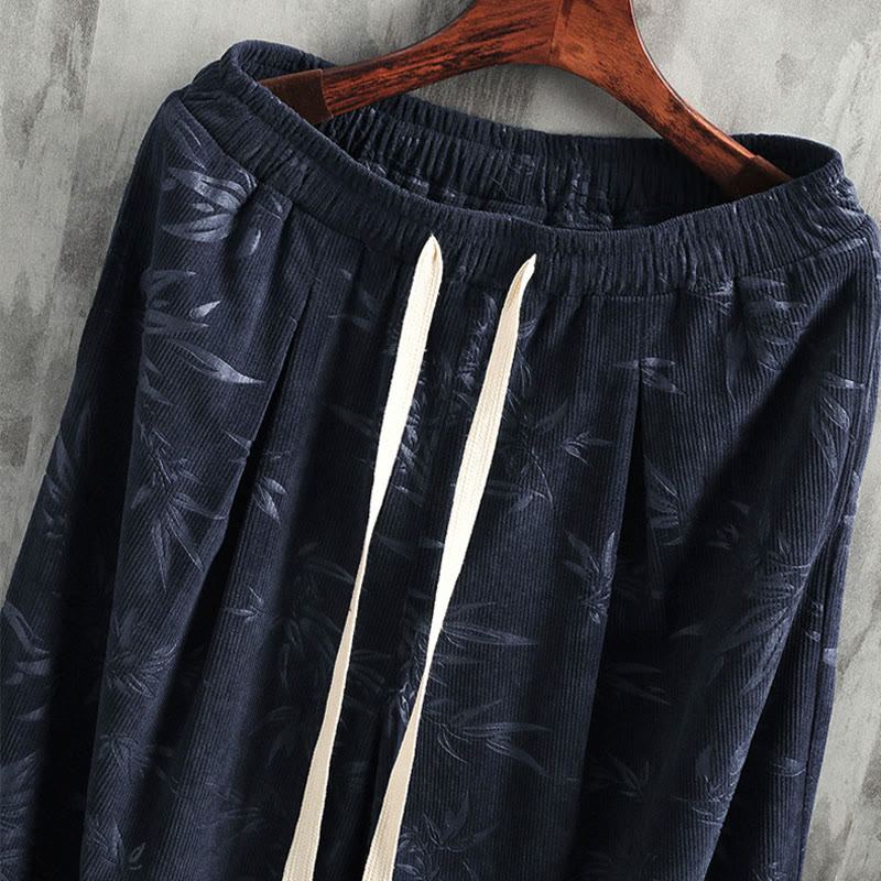 Pantalon large en coton avec cordon de serrage et poches pour homme Motif Buddha Stones - image 1