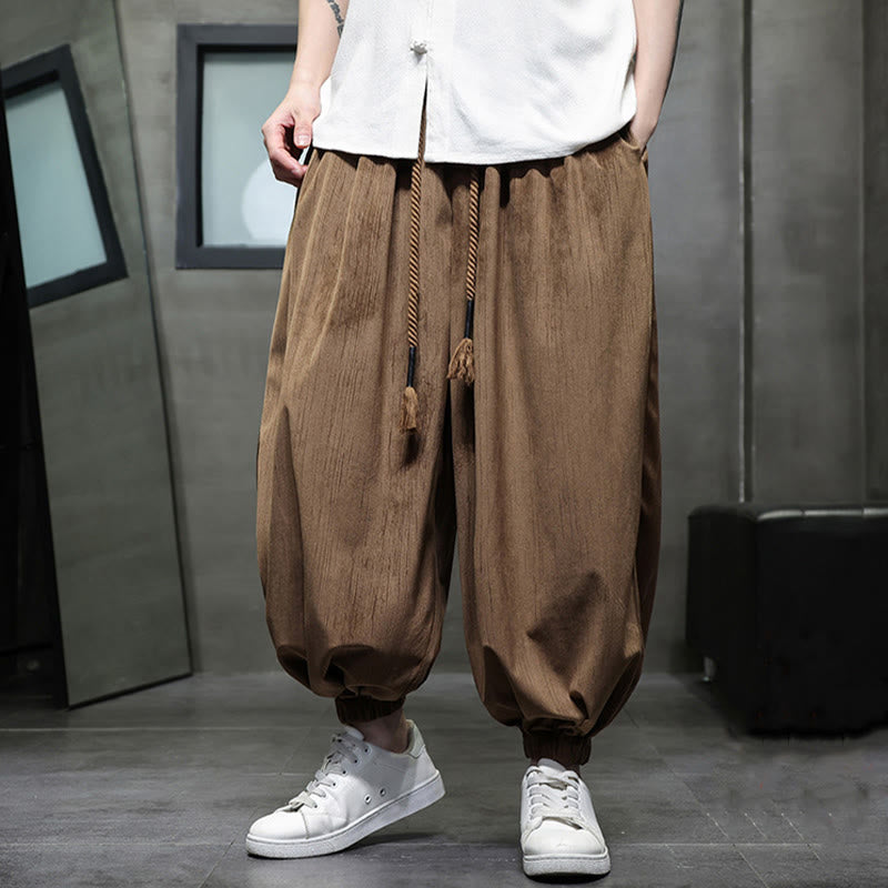 Pantalon Buddha Stones côtelé de couleur unie avec cordon de serrage et poches pour homme - Pérou (Thermique) - US/UK/AU46，EU56 (5XL) - image 0