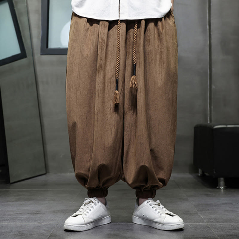 Pantalon Buddha Stones côtelé de couleur unie avec cordon de serrage et poches pour homme - Pérou - US/UK/AU46，EU56 (5XL) - image 9