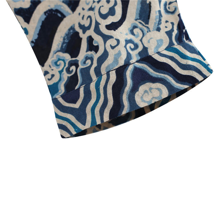 Pantalon pour homme en coton et lin avec poches et taille élastique, imprimé dragon chinois et Buddha Stones - image 9