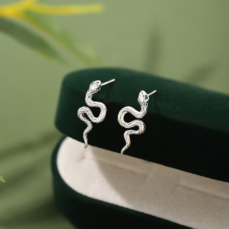 Ensemble de boucles d'oreilles et collier avec pendentif en argent sterling 925 de Buddha Stones Année du serpent - Boucles d'oreilles en argent sterling 925 - image 6