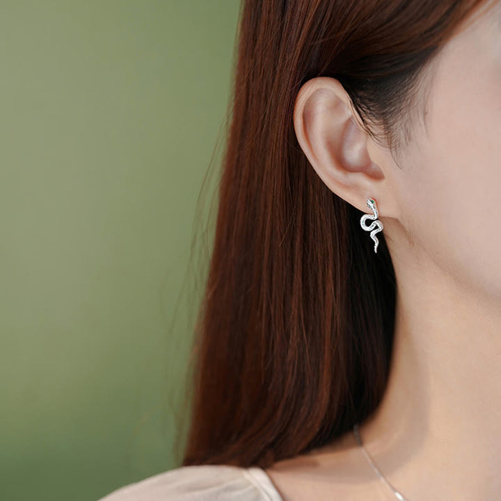 Ensemble de boucles d'oreilles et collier avec pendentif en argent sterling 925 de Buddha Stones Année du serpent - image 7