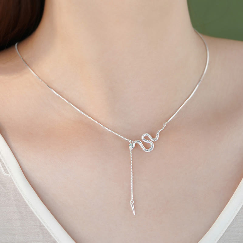 Ensemble de boucles d'oreilles et collier avec pendentif en argent sterling 925 de Buddha Stones Année du serpent - image 3