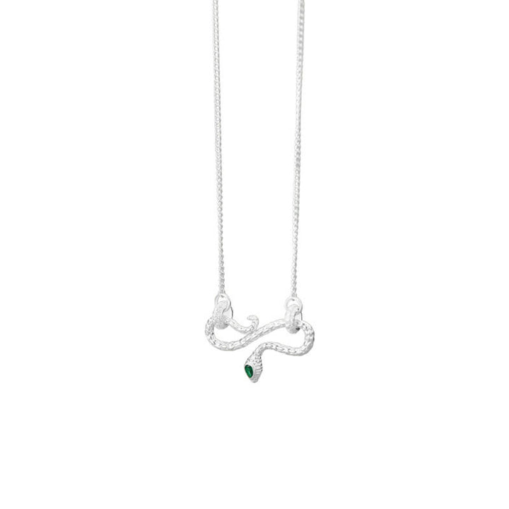 Collier pendentif symbole infini de bénédiction serpent enroulé en argent sterling 999 de Buddha Stones