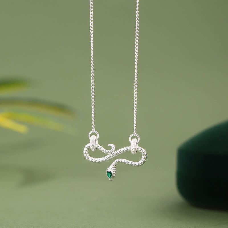 Collier pendentif symbole infini de bénédiction serpent enroulé en argent sterling 999 de Buddha Stones