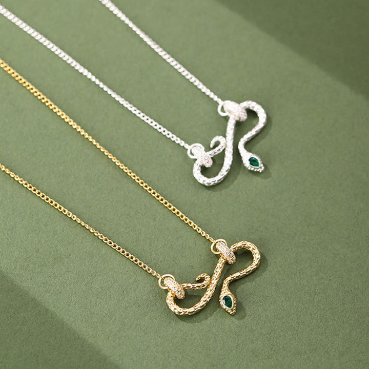 Collier pendentif symbole infini de bénédiction serpent enroulé en argent sterling 999 de Buddha Stones