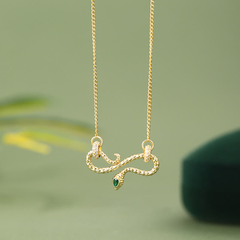 Collier pendentif symbole infini de bénédiction serpent enroulé en argent sterling 999 de Buddha Stones