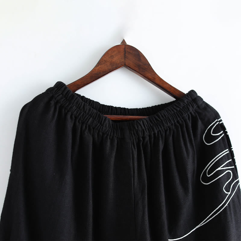 Pantalon en coton ethnique pour homme avec poches et taille élastique Buddha Stones et nuages
