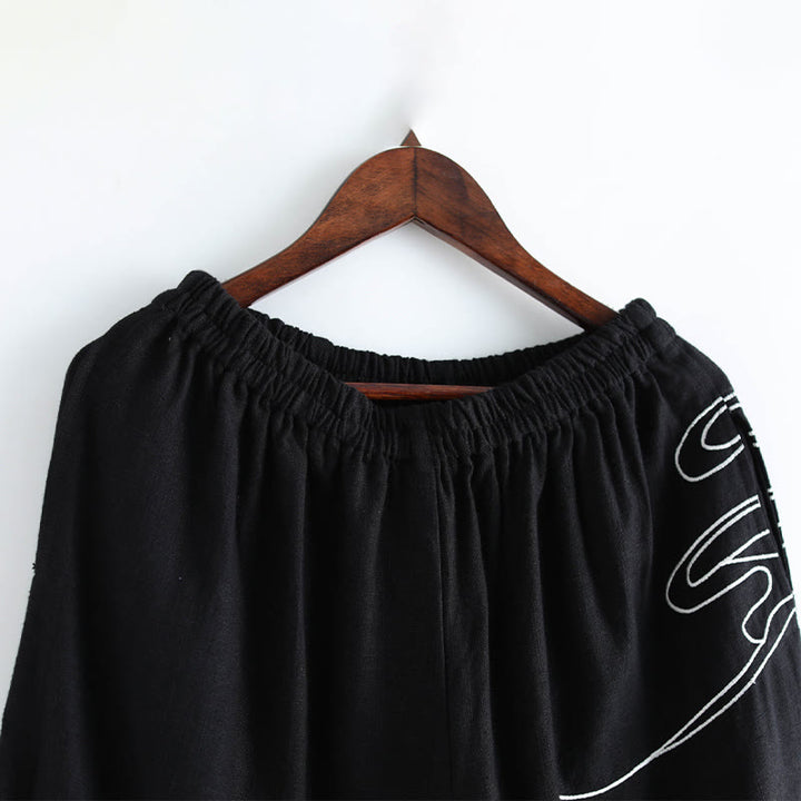Pantalon en coton ethnique pour homme avec poches et taille élastique Buddha Stones et nuages