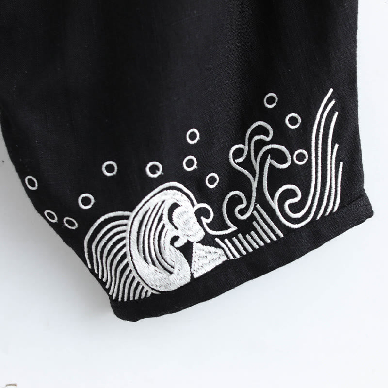 Pantalon en coton ethnique pour homme avec poches et taille élastique Buddha Stones et nuages - image 11