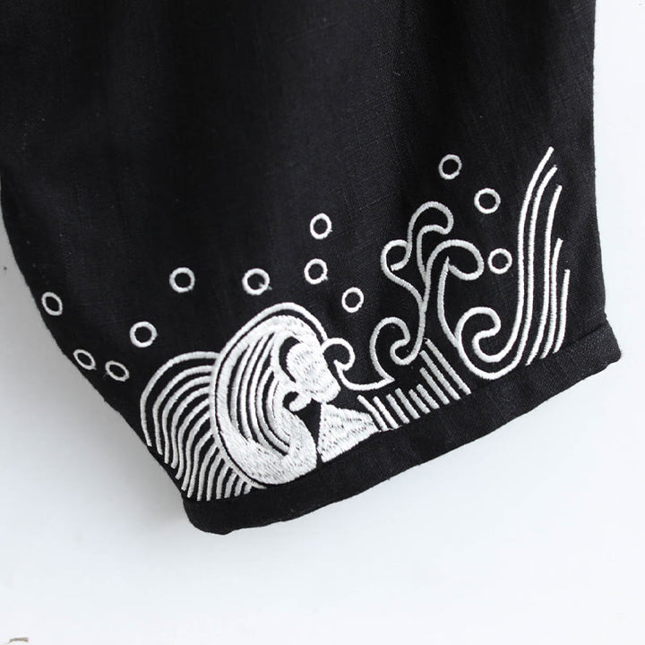 Pantalon en coton ethnique pour homme avec poches et taille élastique Buddha Stones et nuages - image 11