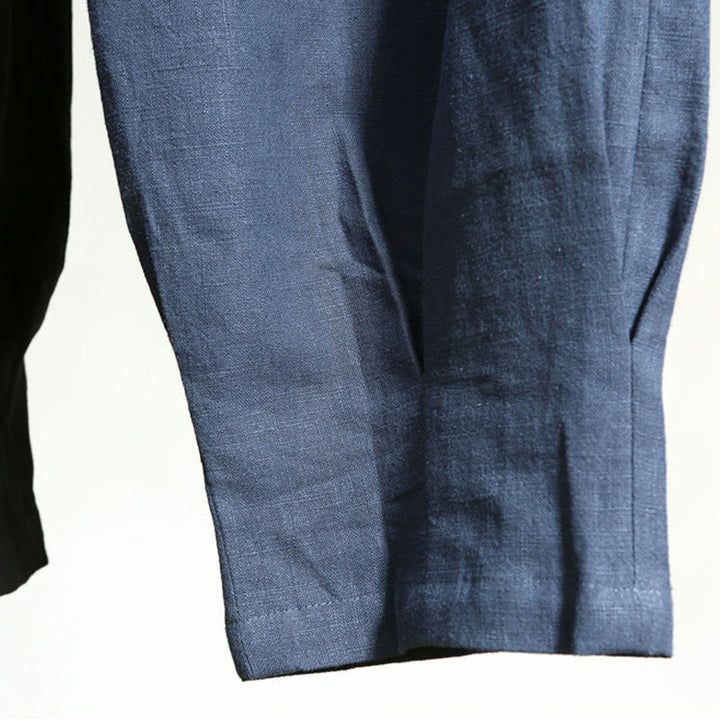 Pantalon décontracté en lin ramie avec cordon élastique de serrage de couleur unie Buddha Stones pour homme avec poches - image 24