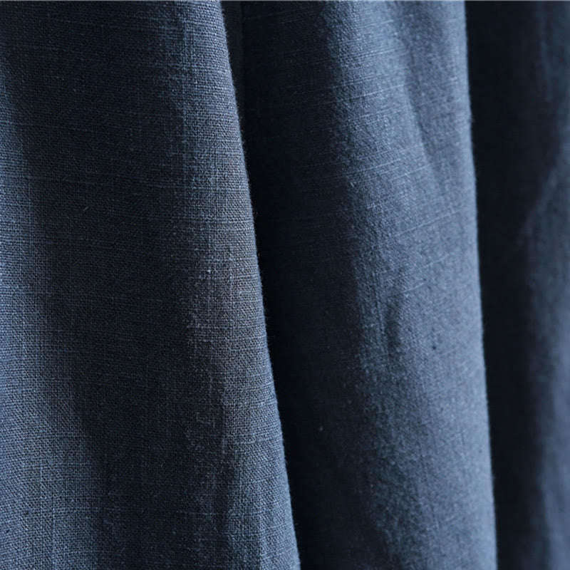 Pantalon décontracté en lin ramie avec cordon élastique de serrage de couleur unie Buddha Stones pour homme avec poches - image 23