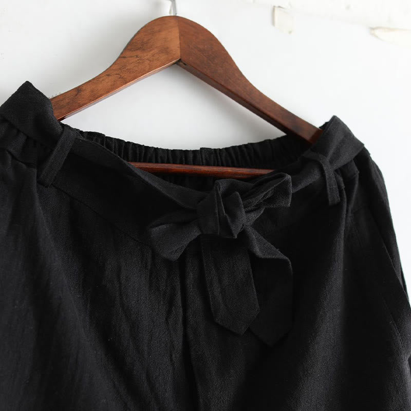 Pantalon pour homme en lin ramie avec fermeture éclair sur le devant et poches de couleur unie Buddha Stones