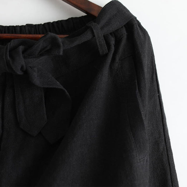 Pantalon pour homme en lin ramie avec fermeture éclair sur le devant et poches de couleur unie Buddha Stones