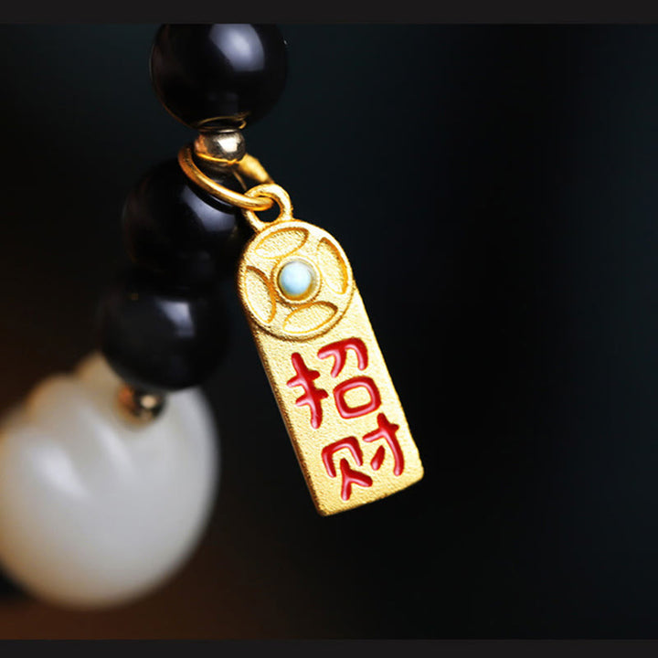 Bracelet de purification porte-bonheur en obsidienne Buddha Stones avec patte de chat et graine de Bodhi - image 13