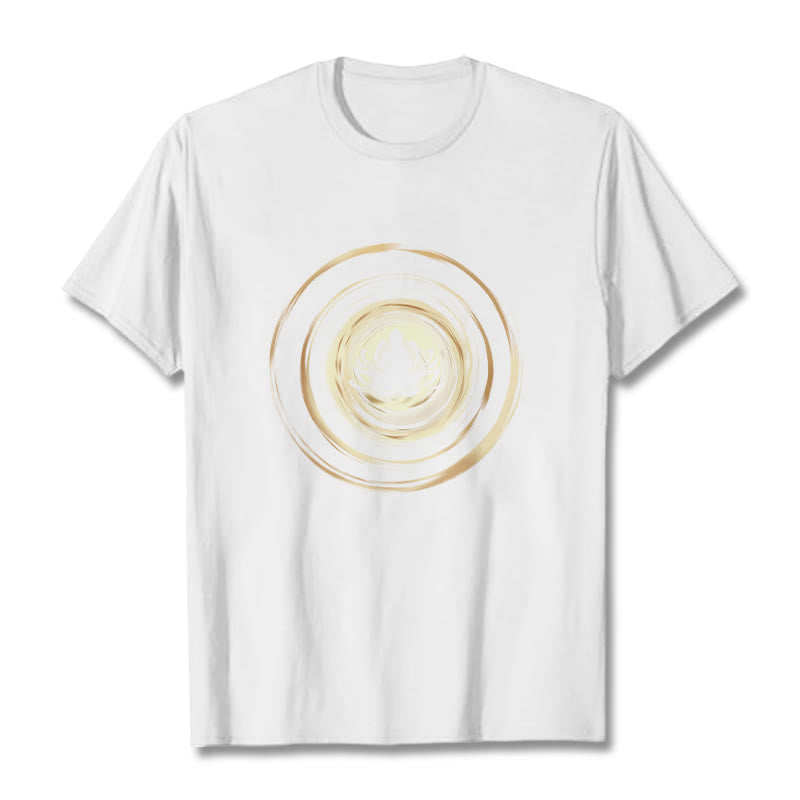 T-shirt à motif de lotus Bouddha en méditation avec Buddha Stones - Blanc - 2XL - image 5