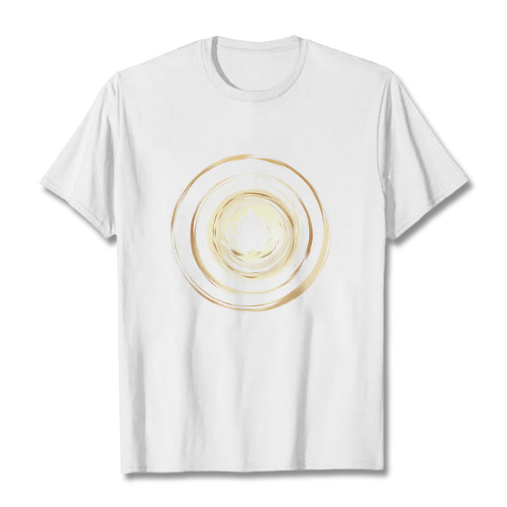 T-shirt à motif de lotus Bouddha en méditation avec Buddha Stones - Blanc - 2XL - image 5
