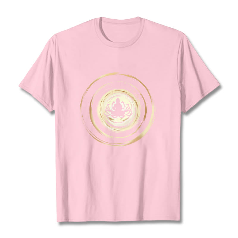 T-shirt à motif de lotus Bouddha en méditation avec Buddha Stones - Rose clair - 2XL - image 12