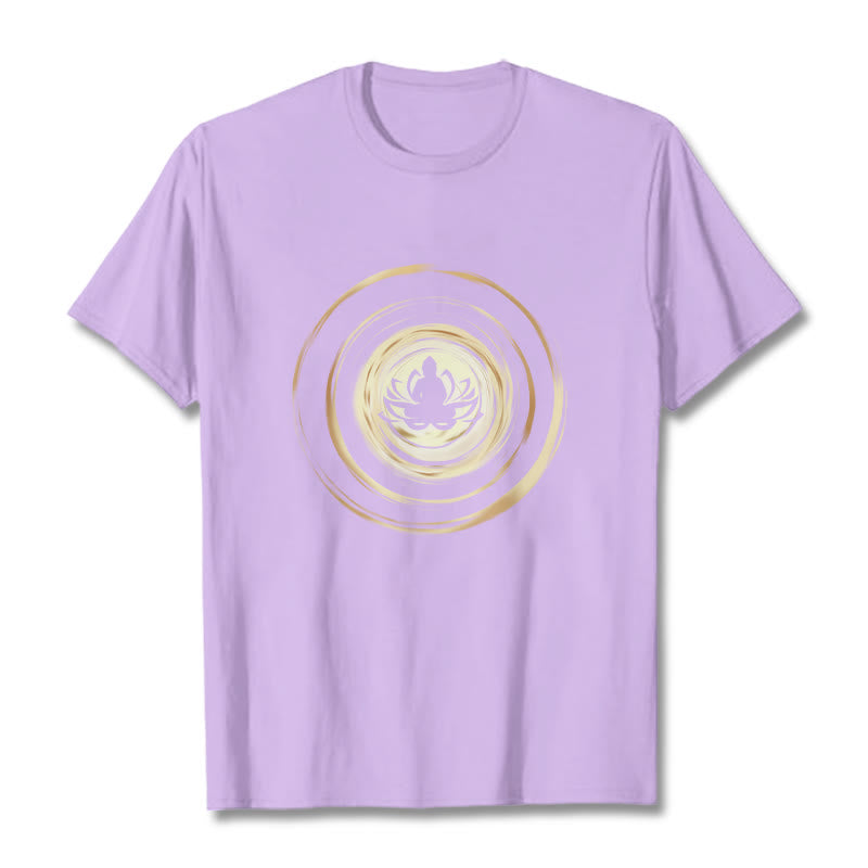 T-shirt à motif de lotus Bouddha en méditation avec Buddha Stones - Prune - 2XL - image 17
