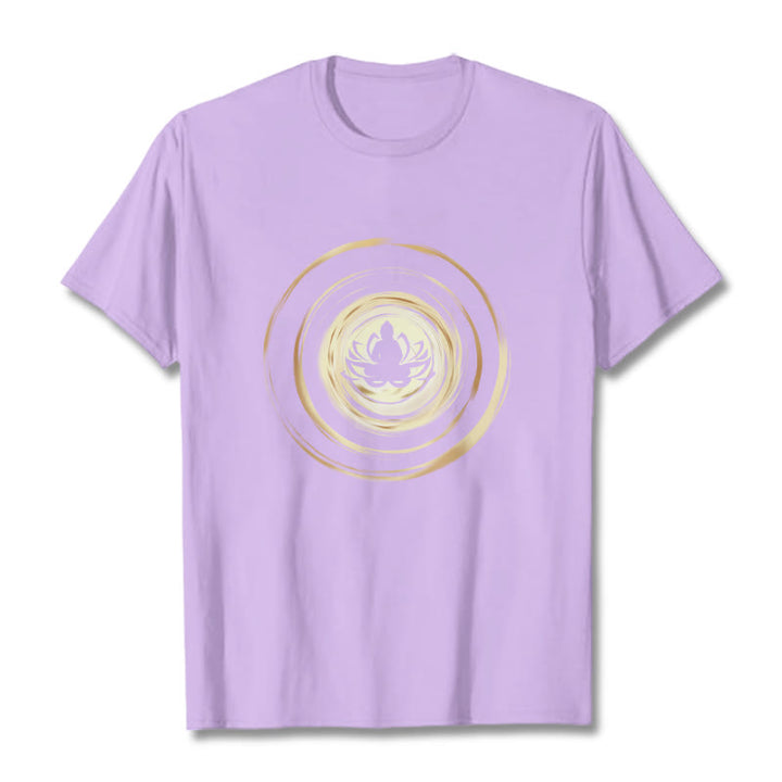 T-shirt à motif de lotus Bouddha en méditation avec Buddha Stones - Prune - 2XL - image 16