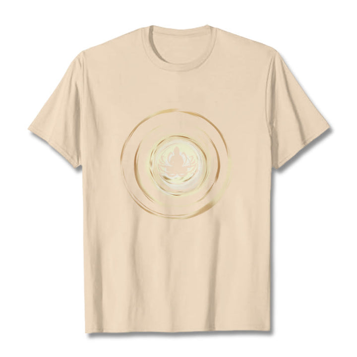 T-shirt à motif de lotus Bouddha en méditation avec Buddha Stones - Bisque - 2XL - image 9