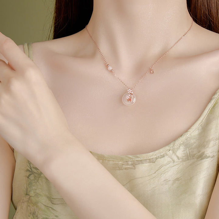 Collier pendentif positif en argent sterling 925 avec boucle de paix et poisson Koi et Buddha Stones en calcédoine et cristal rose - image 10