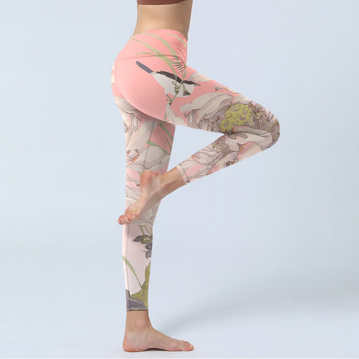 Pantalon de yoga pour femme avec legging de sport imprimé lotus blanc fané Buddha Stones - image 4