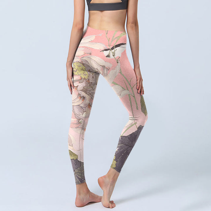 Pantalon de yoga pour femme avec legging de sport imprimé lotus blanc fané Buddha Stones - image 5